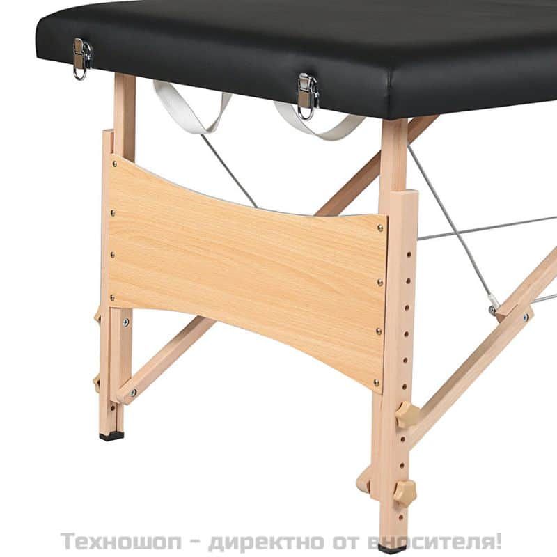 Двусекторна дървена масажна кушетка - черен цвят — изображение 3