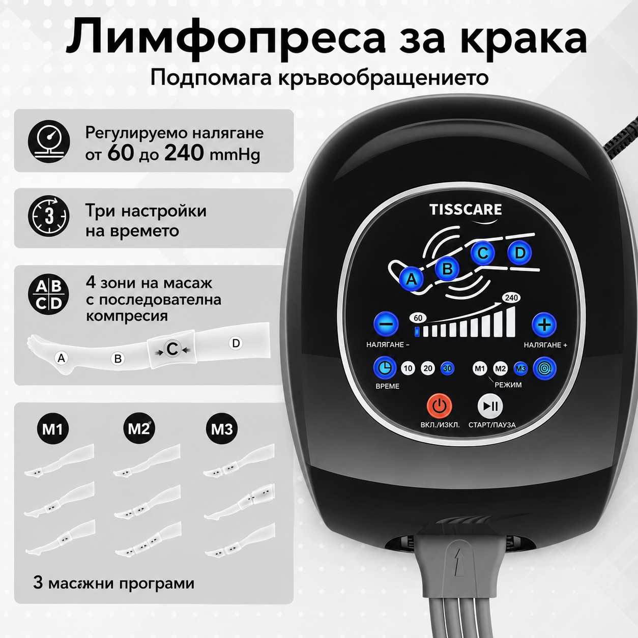 Лимфопреса за крака Xmed KBT940 – професионален апарат за лимфен дренаж — изображение 2