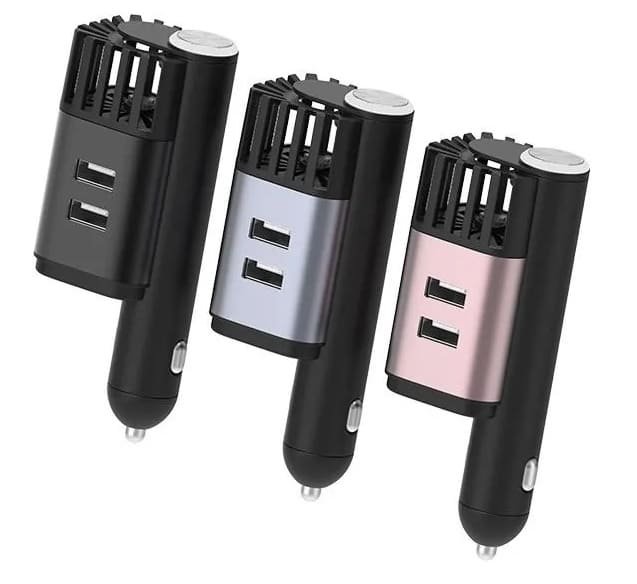 Пречиствател и йонизатор за въздух за кола 3в1 – 24W двойно USB зарядно, модел за запалка